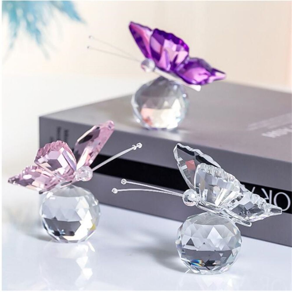 Paper Weight Crystal - Kryształowy motyl z kulką figurka dekoracja